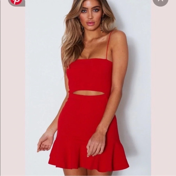 White Fox Boutique Dresses & Skirts - White Fox Boutique red cutout ruffle dress